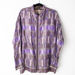 Alberto‎ Celini Men's 2XL Silk Metallic Purple Long Sleeve Dress Shirt